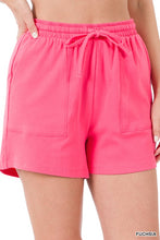 Load image into Gallery viewer, COTTON DRAWSTRING WAIST SHORTS WITH POCKETS