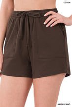 Load image into Gallery viewer, COTTON DRAWSTRING WAIST SHORTS WITH POCKETS