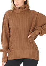 Load image into Gallery viewer, Women's Low Gauge Turtleneck Oversized Sweater