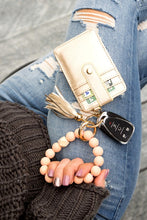 Load image into Gallery viewer, Leopard Beaded Key Ring Wallet Bracelet
