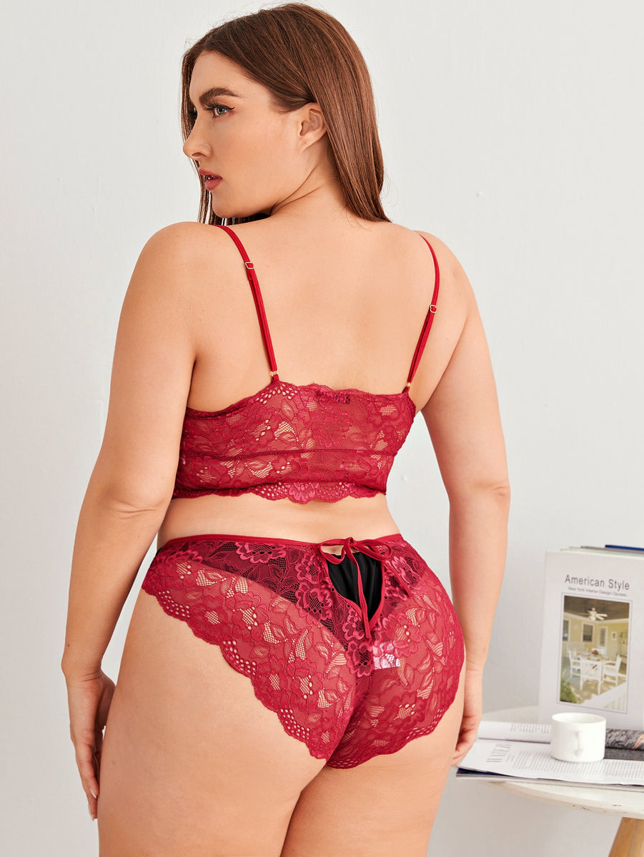 Floral Lace Plus Size Lingerie Set