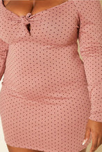 Load image into Gallery viewer, Plus Size Polka Dot Long Sleeve Mini Dress