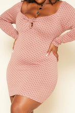 Load image into Gallery viewer, Plus Size Polka Dot Long Sleeve Mini Dress