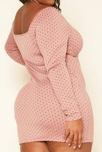 Load image into Gallery viewer, Plus Size Polka Dot Long Sleeve Mini Dress