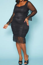 Load image into Gallery viewer, Plus Size Polka Dot Mesh Midi Dress