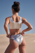 Load image into Gallery viewer, Metallic Sports Bra Top & High-Rise Bottom Bikini