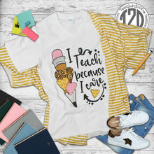 Load image into Gallery viewer, I Teach Because I Care V-Neck T-Shirt