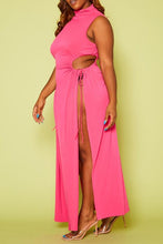 Load image into Gallery viewer, Plus Size Mock Neck Cut Out Maxi Dress