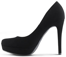 Load image into Gallery viewer, MARCOREPUBLIC Johannesburg Womens Almond Toe High Heels Platform Shoes Stiletto Dress Pumps - (Black Nubuck)