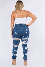 Load image into Gallery viewer, WOMEN'S PLUS SIZE CURVY SKINNY SEXY DISTRESSED JEANS