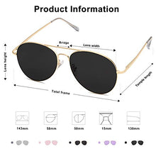Load image into Gallery viewer, SOJOS Classic Aviator Mirrored Flat Lens Sunglasses Metal Frame with Spring Hinges SJ1030 with Gold Frame/Grey Lens