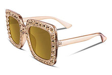 Load image into Gallery viewer, FEISEDY Women Sparkling Crystal Sunglasses Oversized Square Thick Frame B2283