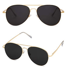 Load image into Gallery viewer, SOJOS Classic Aviator Mirrored Flat Lens Sunglasses Metal Frame with Spring Hinges SJ1030 with Gold Frame/Grey Lens