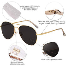 Load image into Gallery viewer, SOJOS Classic Aviator Mirrored Flat Lens Sunglasses Metal Frame with Spring Hinges SJ1030 with Gold Frame/Grey Lens