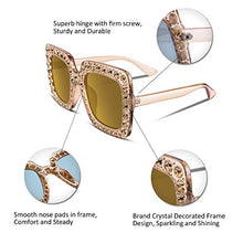 Load image into Gallery viewer, FEISEDY Women Sparkling Crystal Sunglasses Oversized Square Thick Frame B2283