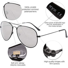 Load image into Gallery viewer, SOJOS Classic Aviator Polarized Sunglasses Mirrored UV400 Lens SJ1054 with Black Frame/Silver Mirrored Lens