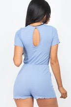 Load image into Gallery viewer, Women's Short Sleeve Ribbed Lettuce Romper