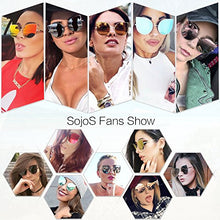 Load image into Gallery viewer, SOJOS Cat Eye Mirrored Flat Lenses Ultra Thin Light Metal Frame Women Sunglasses SJ1022 with Gold Frame/Pink Mirrored Lens
