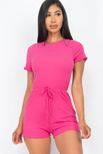 Load image into Gallery viewer, Women's Short Sleeve Ribbed Lettuce Romper