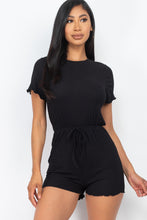 Load image into Gallery viewer, Women's Short Sleeve Ribbed Lettuce Romper