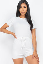Load image into Gallery viewer, Women's Short Sleeve Ribbed Lettuce Romper