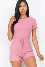 Load image into Gallery viewer, Women's Short Sleeve Ribbed Lettuce Romper