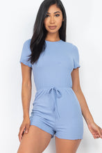 Load image into Gallery viewer, Women's Short Sleeve Ribbed Lettuce Romper