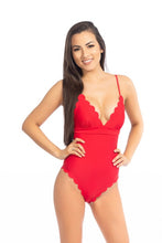 Load image into Gallery viewer, RED SCALLOP ONE PIECE SWIMSUIT