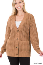 Load image into Gallery viewer, Women's Waffle Cardigan Sweater with Pockets