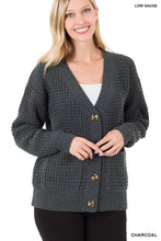 Load image into Gallery viewer, Women's Waffle Cardigan Sweater with Pockets