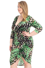 Load image into Gallery viewer, Plus Size Leopard Print With Tropical Leaf Print Bodycon Dress