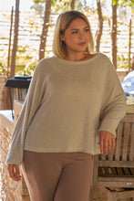 Load image into Gallery viewer, Plus Light-grey Fuzzy Round Neck Long Sleeve Relaxed Fit Cozy Sweatshirt