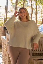 Load image into Gallery viewer, Plus Light-grey Fuzzy Round Neck Long Sleeve Relaxed Fit Cozy Sweatshirt