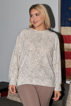 Load image into Gallery viewer, Plus Size Ivory & Brown Dotted Print Super Soft Sweatshirt