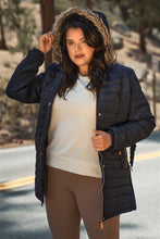 Load image into Gallery viewer, Plus Parallel Quilt Faux Fur Hood Belted Padded Long Puffer Jacket