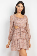 Load image into Gallery viewer, Ruffled Cutout Ditsy Floral Dress