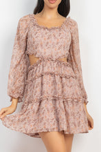 Load image into Gallery viewer, Ruffled Cutout Ditsy Floral Dress