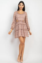 Load image into Gallery viewer, Ruffled Cutout Ditsy Floral Dress