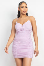 Load image into Gallery viewer, Shirred Bodycon Ruffled Trim Dress