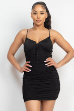 Load image into Gallery viewer, Shirred Bodycon Ruffled Trim Dress