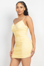 Load image into Gallery viewer, Shirred Bodycon Ruffled Trim Dress