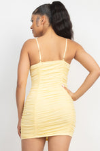 Load image into Gallery viewer, Shirred Bodycon Ruffled Trim Dress