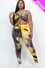 Load image into Gallery viewer, Plus Adjustable Ruched Crop Top And Leggings Set