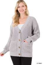 Load image into Gallery viewer, Women's Waffle Cardigan Sweater with Pockets