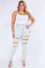 Load image into Gallery viewer, WOMEN'S PLUS SIZE CURVY SKINNY DISTRESSED JEANS