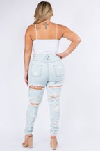 Load image into Gallery viewer, WOMEN'S PLUS SIZE CURVY SKINNY DISTRESSED JEANS