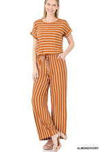 Load image into Gallery viewer, STRIPE JUMPSUIT ELASTIC WAIST BACK KEYHOLE
