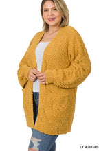 Load image into Gallery viewer, PLUS PUFF SLEEVE POPCORN CARDIGAN WITH POCKETS
