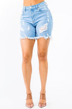 Load image into Gallery viewer, DISTRESSED SKINNY DENIM SHORTS
