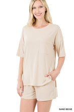Load image into Gallery viewer, DROP SHOULDER TOP &amp; DRAWSTRING WAIST SHORTS SET
